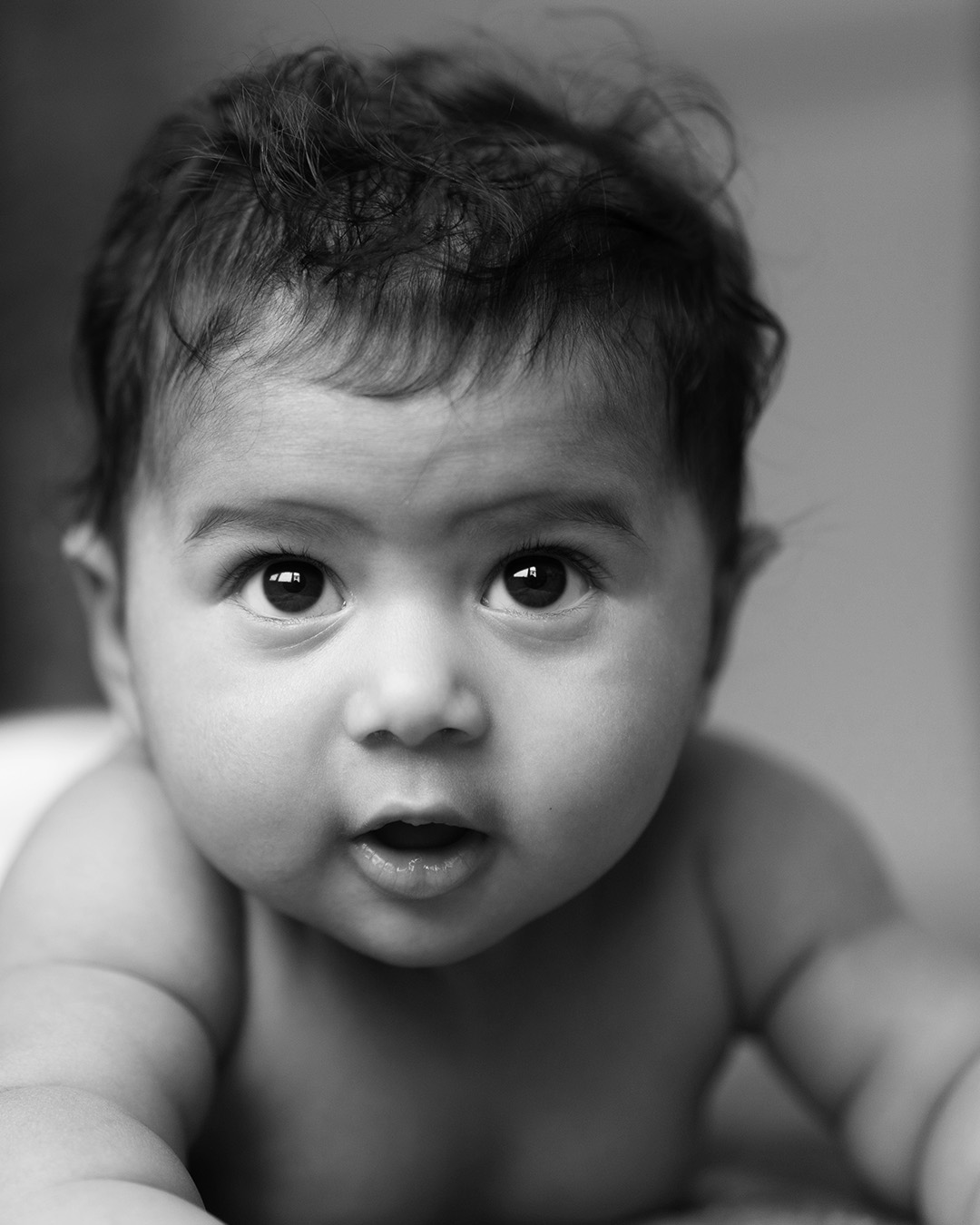 Black and white baby portrait